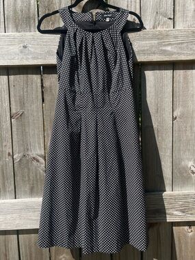 Nine West Black and White Polka Dot Fit & Flare Dress Sz 8